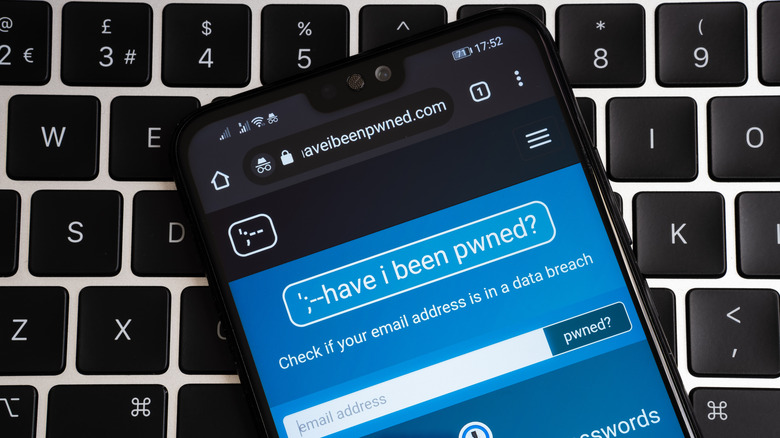 Havde I Been Pwned site on mobile screen