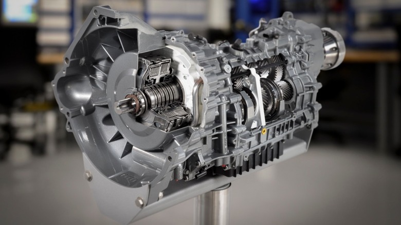A Ford Mustang GT500 transmission showing the internals