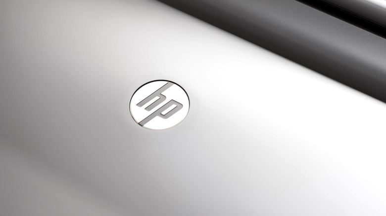 HP logo on printer