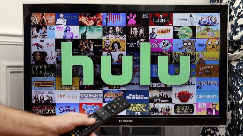 Hulu logo and main screen displayed on Samsung monitor