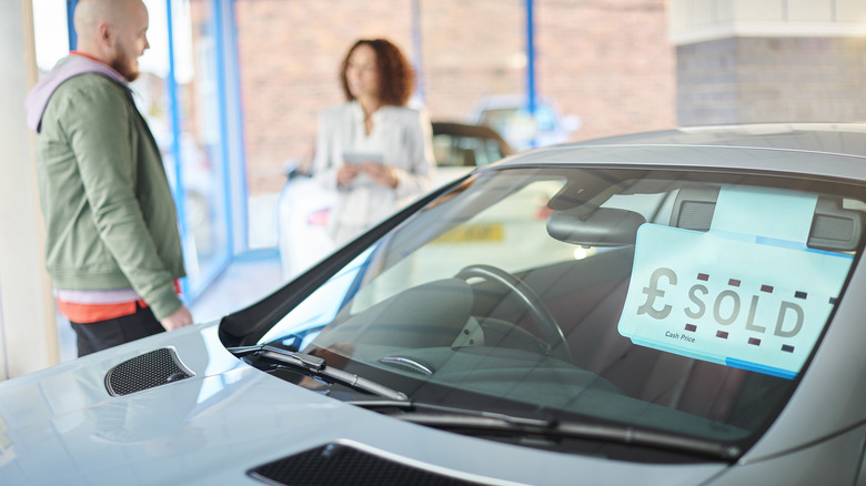 Sold car in a showroom