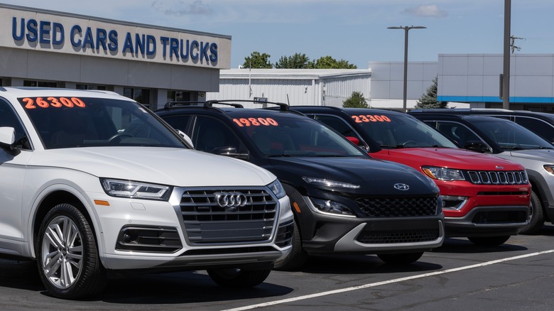 Cars for sale at a used car lot