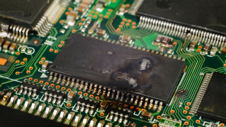 A burnt component in a PC