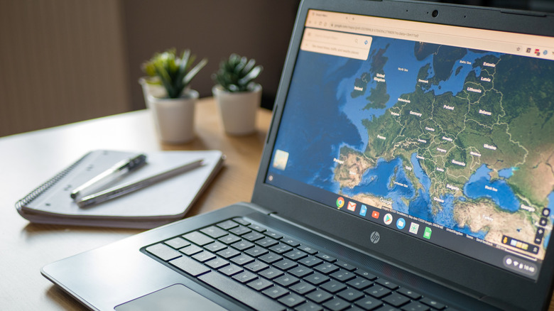 Chromebook displaying Google Maps