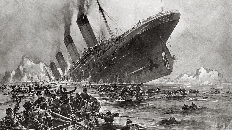 A painting of the Titanic sinking done in 1912 by Willy Stöwer.