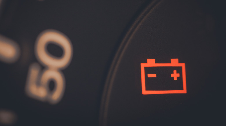 Car battery light on in car dashboard