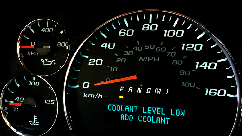 Low coolant level warning light