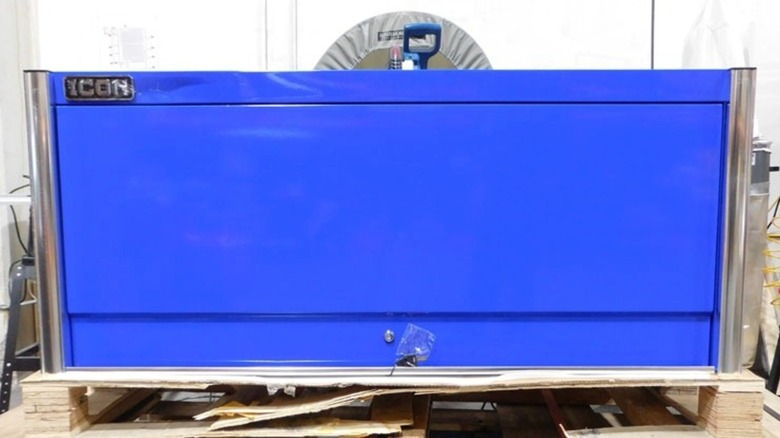 The full image of the damaged Harbor Freight Icon tool box.