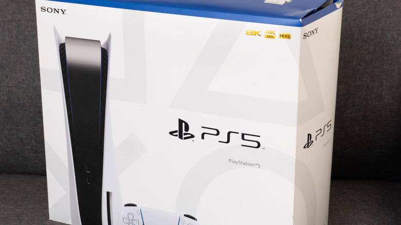 A close-up of Sony PlayStation 5 retail box
