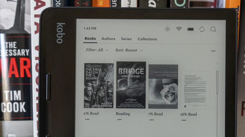 Kobo e-reader on display in library