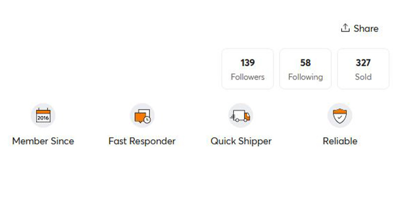 Mercari profile with badges