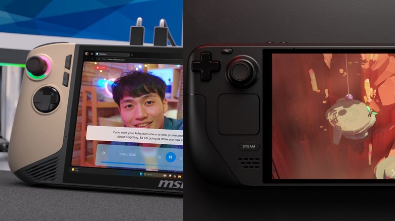 Steam Deck and MSI Claw side by side
