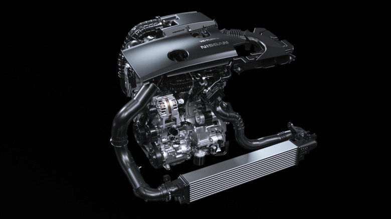Nissan Altima VC-Turbo engine on a black background
