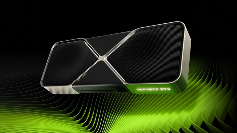 Nvidia GeForce RTX 5080 graphics card on digital background
