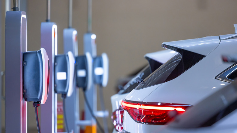 cars in EV charging stations