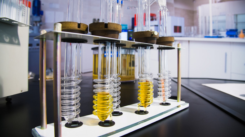 Motor oil quality and purity test in laboratory