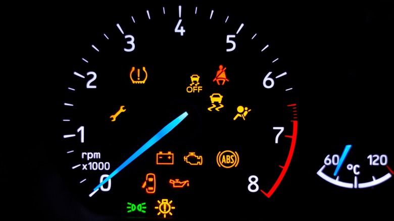Dashboard warning lights illuminated