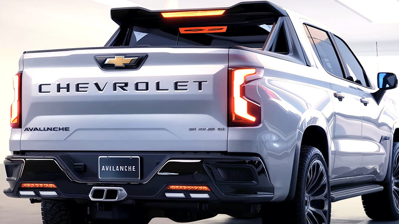 Fake 2025 Chevrolet Avalanche viewed from the rear