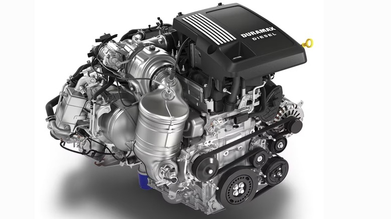 3.0-liter Duramax engine used in the 2025 Chevrolet Tahoe on display