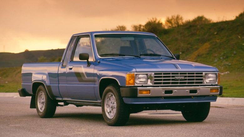 Blue 1980s Toyota truck