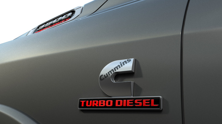 Cummins Turbo Diesel badge emblazoned on a 2023 Ram 3500 heavy-duty truck
