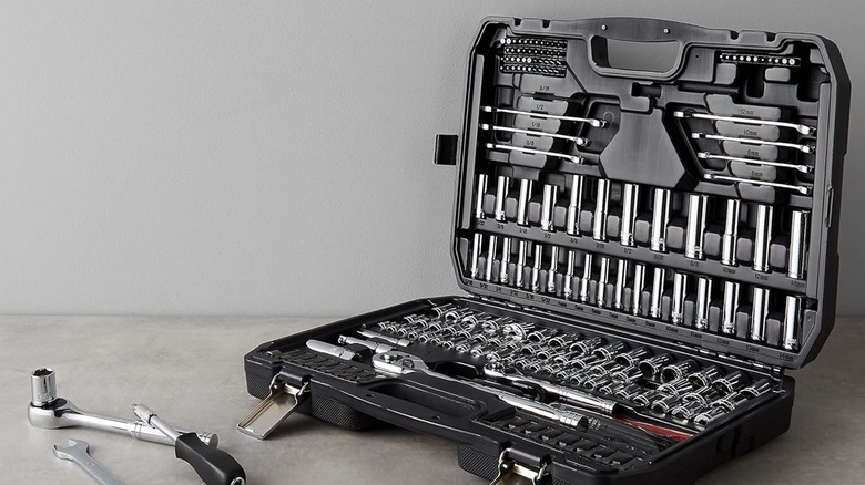 Mechanic Socket Tool Set on gray table
