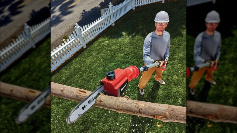 man using Bauer Pole Saw