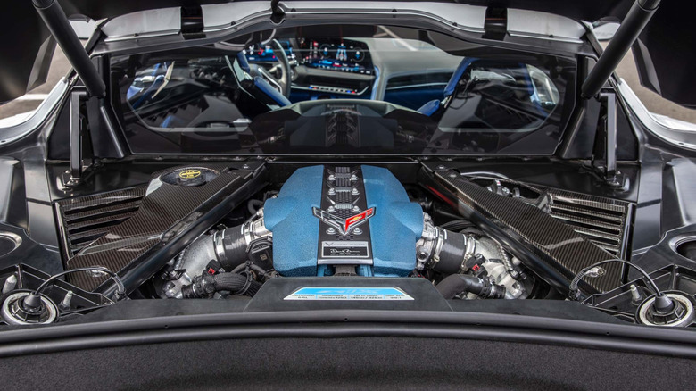 Close shot of engine bay of Corvette ZR1X