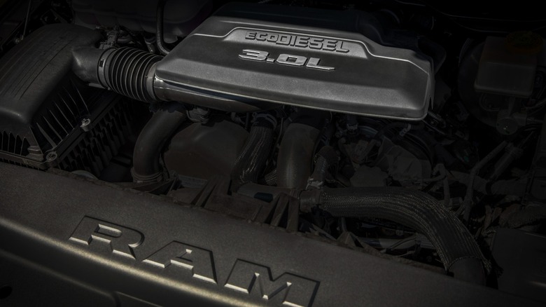 Ram engine bay with Chrysler 3.0-liter EcoDiesel V6