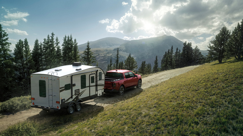 2026 Ford Maverick Lariat towing a camper