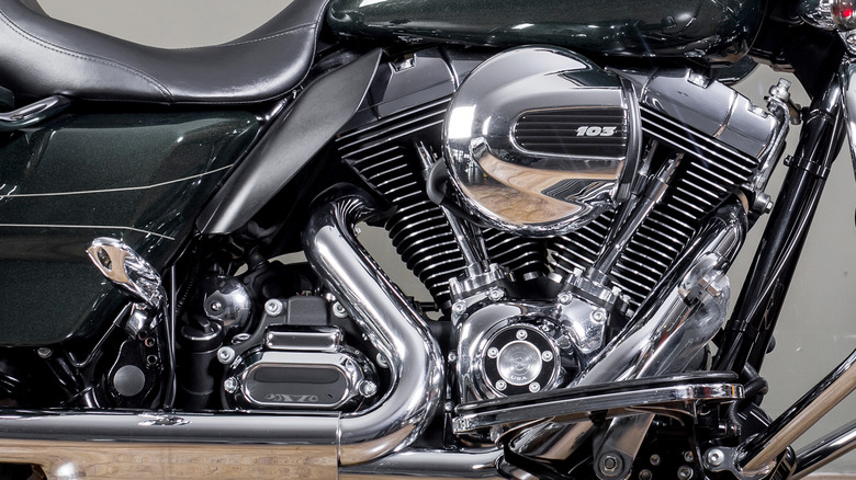 Black Harley Davidson 103 engine closeup
