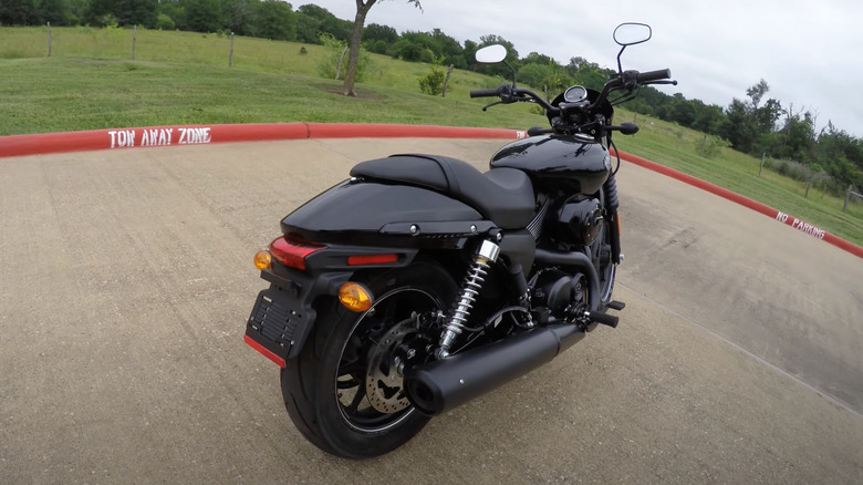 Rear 3/4 view of the Harley-Davidson Street 750