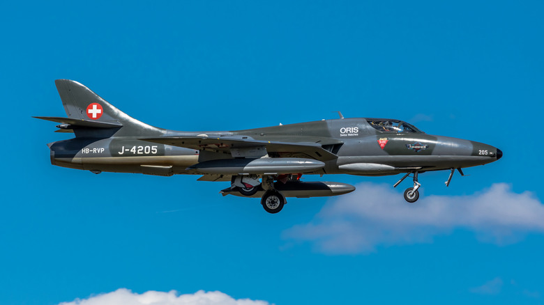 A Hawker MK68 approaching Zurich Airport.