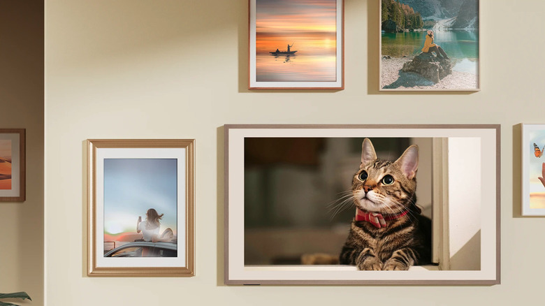 Hisense TV on wall surrounded by pictures