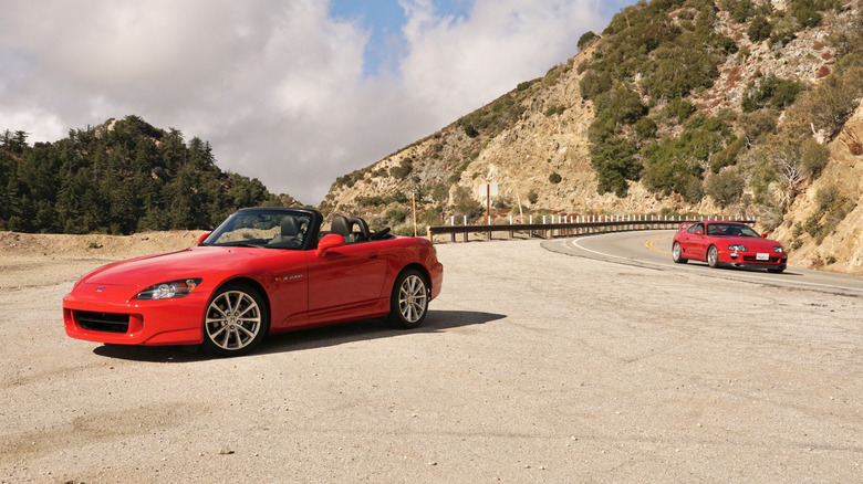Honda S2000 and Toyota Supra in the mountains