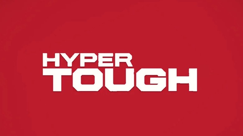 Picture displaying Hyper Tough logo against burgundy background