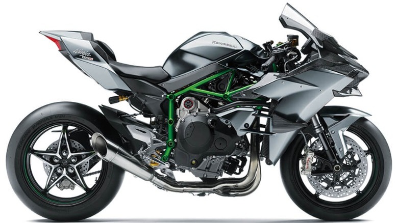 Kawasaki Ninja H2R side profile on a white background