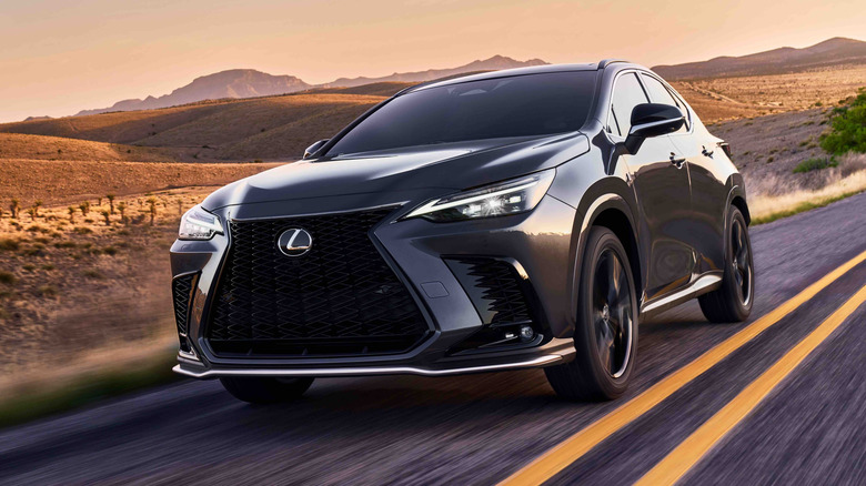 2025 Lexus NX350 F Sport on desert highway