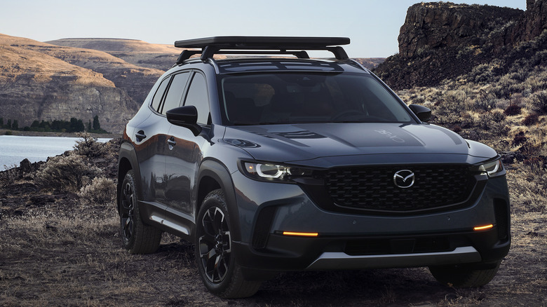 Gray Mazda CX-50 parked off-road