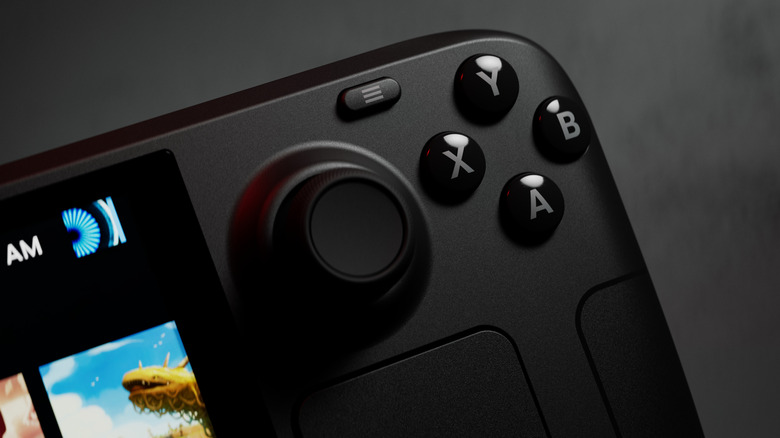 A close up of face buttons on the Steam Deck