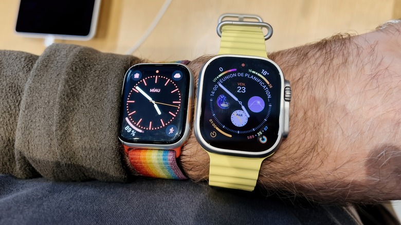 comparing apple watches on wrist