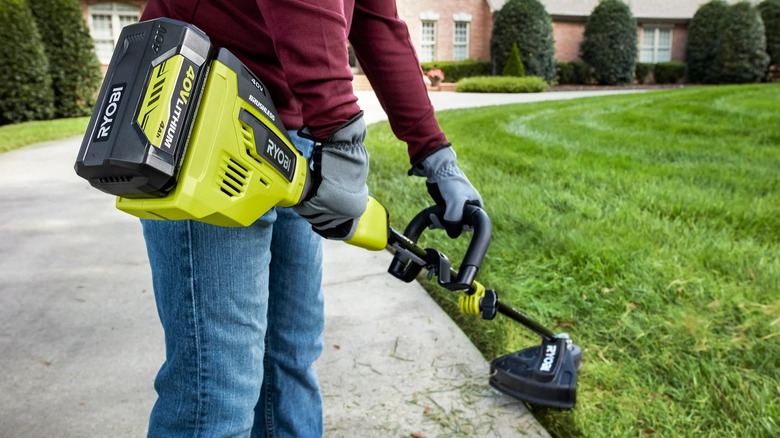 Ryobi 40V String Trimmer in use