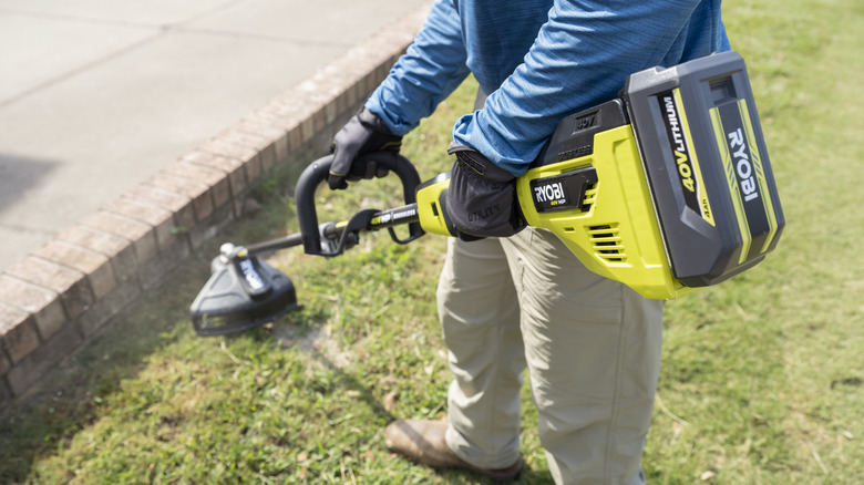 Ryobi 40V String Trimmer in use