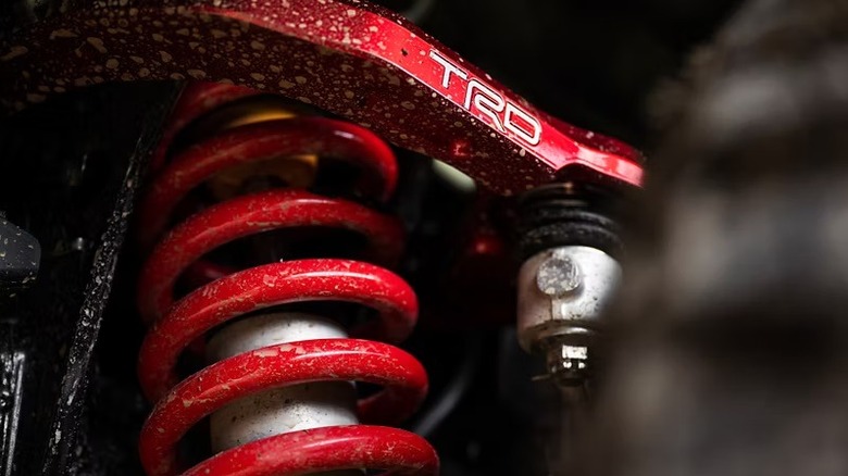 Close up of the 2025 Toyota 4Runner TRD Pro Fox suspension