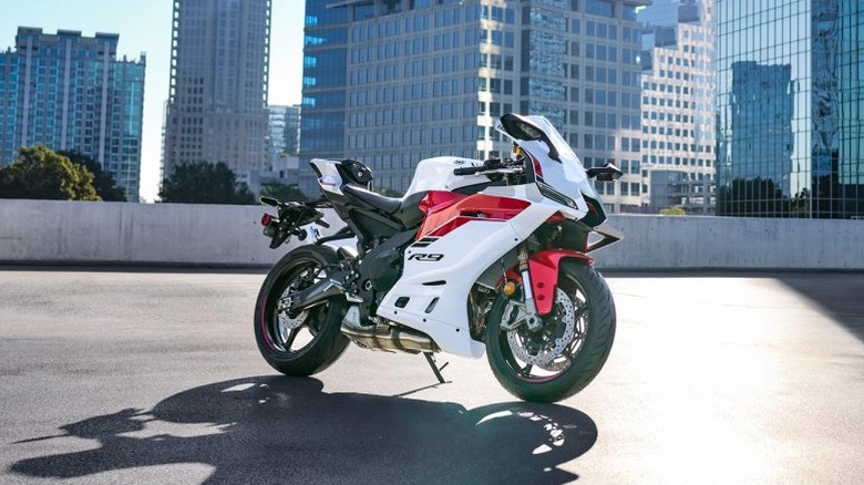 Yamaha R9 parked on a city rooftop