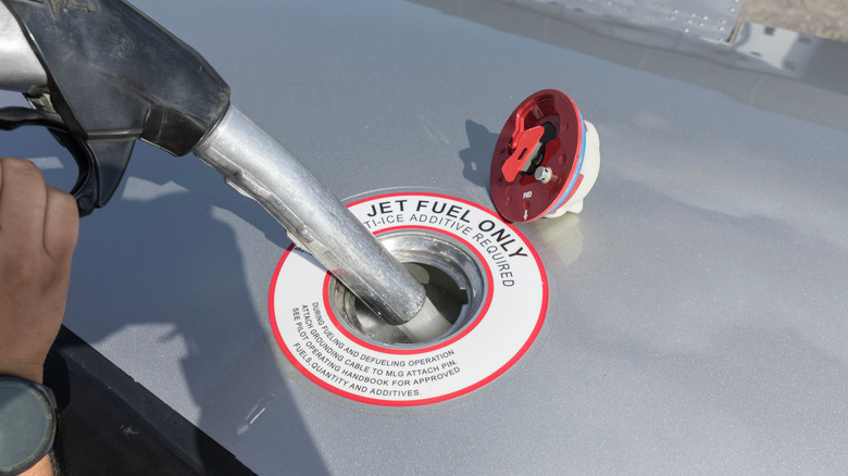 Turboprop aircraft fuel filler showing 
