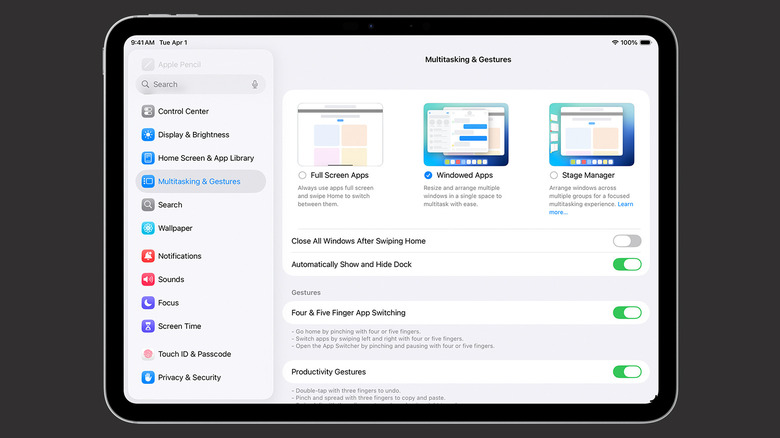 Different multitasking modes on iPad