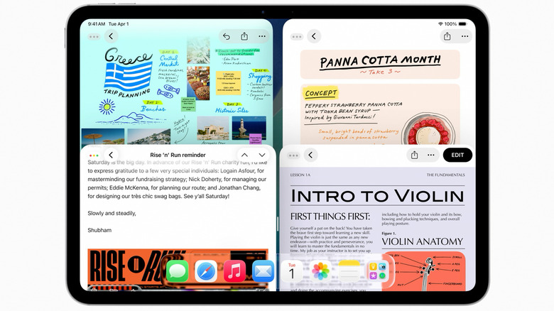 Multiple app windows open on an iPad