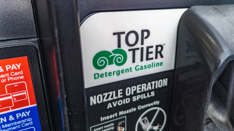 Top Tier gasoline label on gas pump
