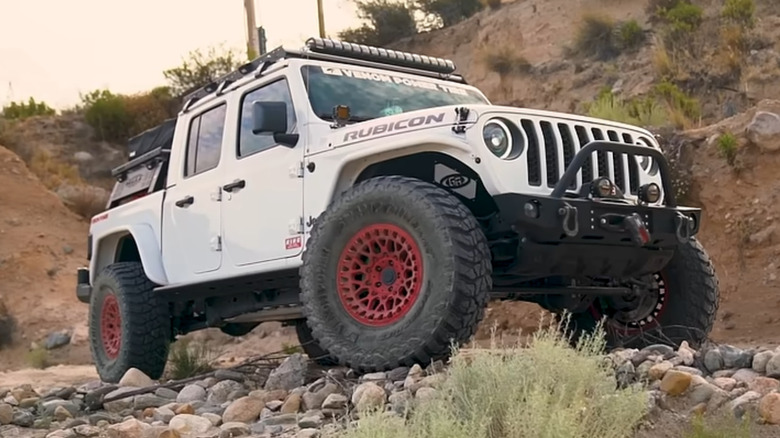 The Venom Power Swampthing tires on a Jeep Wrangler